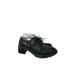 Michael Kors Edison Wing Tip Oxfords Women's Size 8M Black Lace Up Heeled Boho